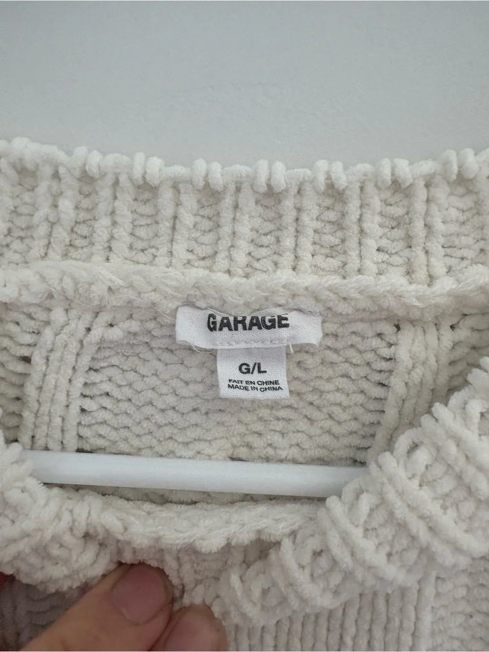 Garage Chenille Cropped Cable Sweater‎